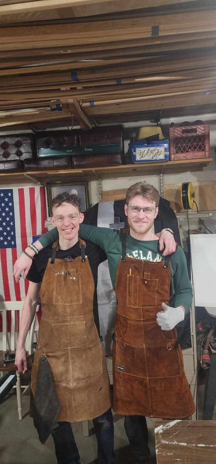 Wade and Brody Cutter in the shop